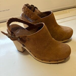 UGG: Dafni Brown Suede Studded Slingback Clogs